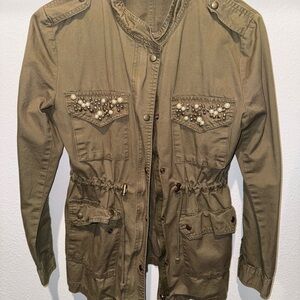Women's Olive Embellished Jacket
